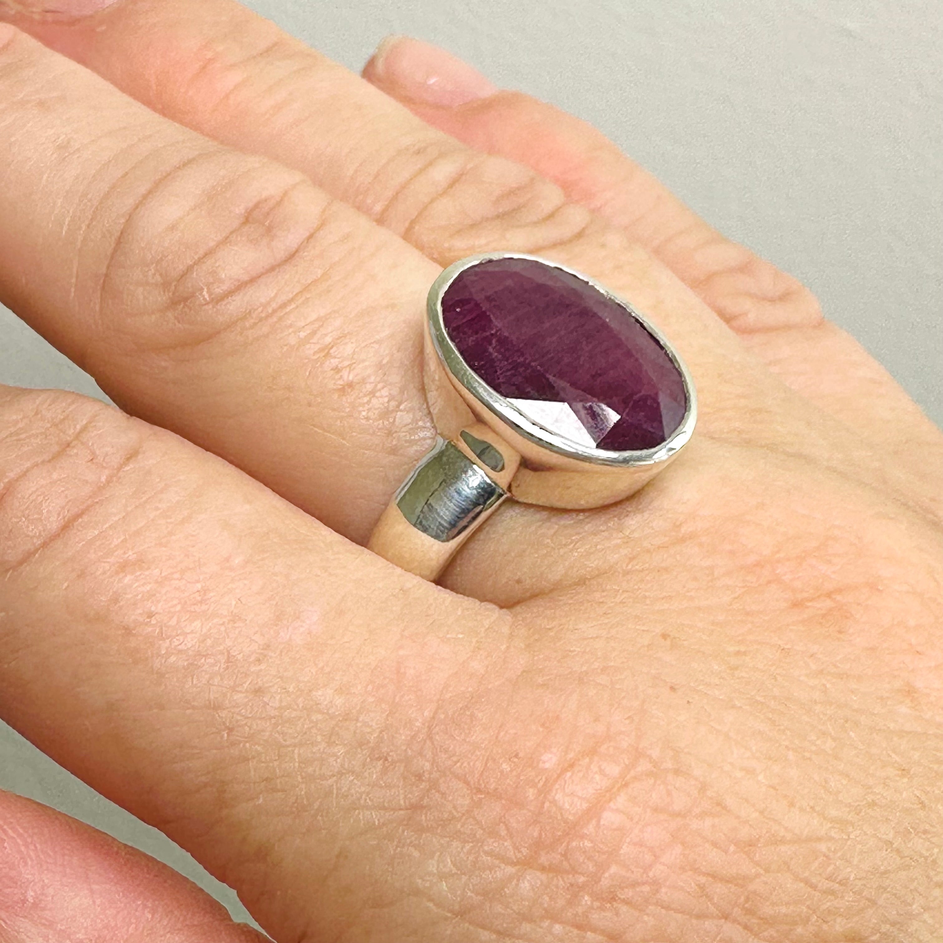 Ruby Oval Faceted Ring Size 11 - PRGJ821 | Elegant Gemstone Jewelry for Women, Perfect for Weddings, Anniversaries & Special Occasions