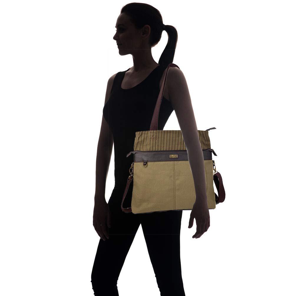 Stylish Mauve Canvas Crossbody Convertible Tote Bag with Butterfly Design - Perfect for Work, Travel & Everyday Use | Olive Green Color Option