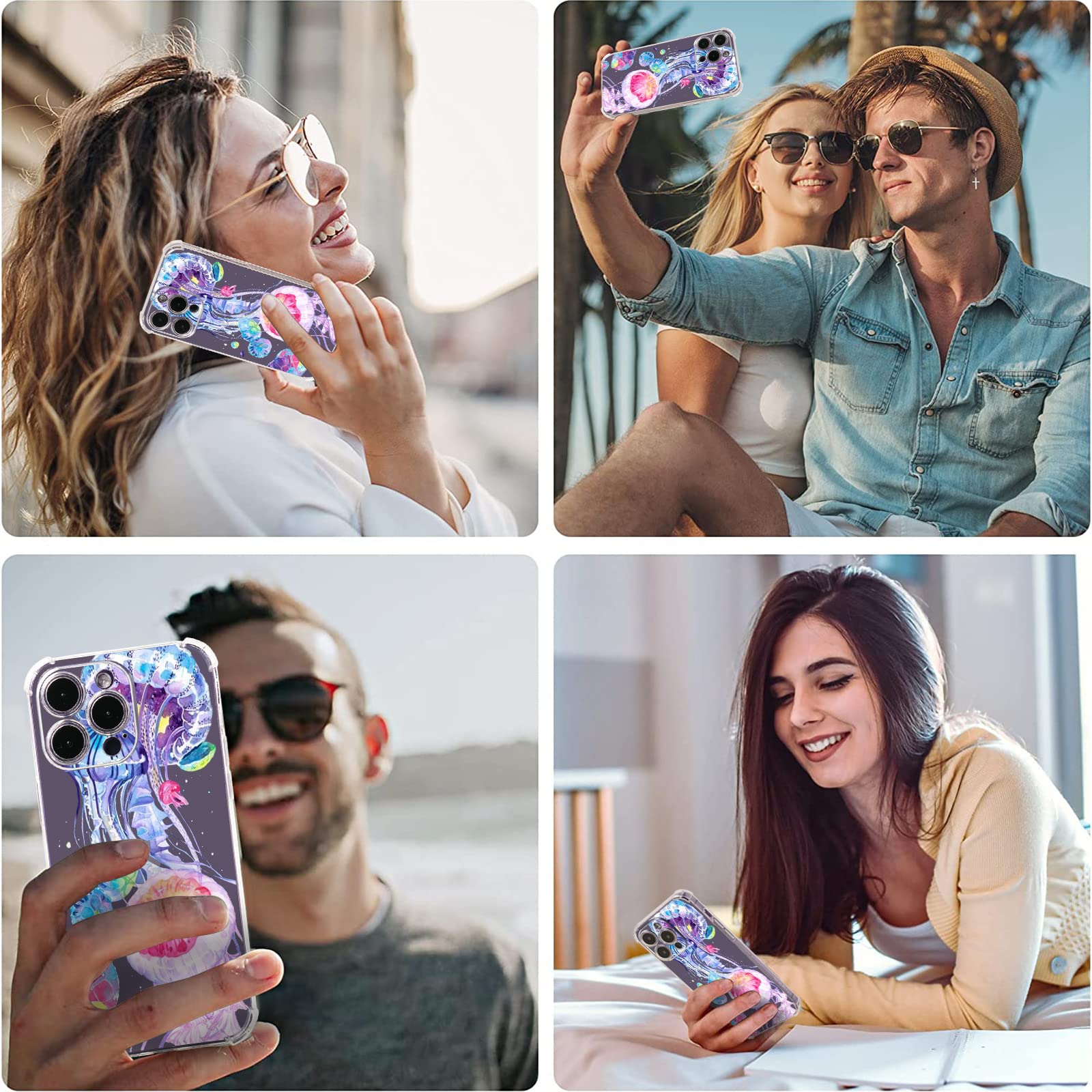 Premium Purple Jellyfish Design TPU Protective Case for iPhone 12 Pro Max (6.7