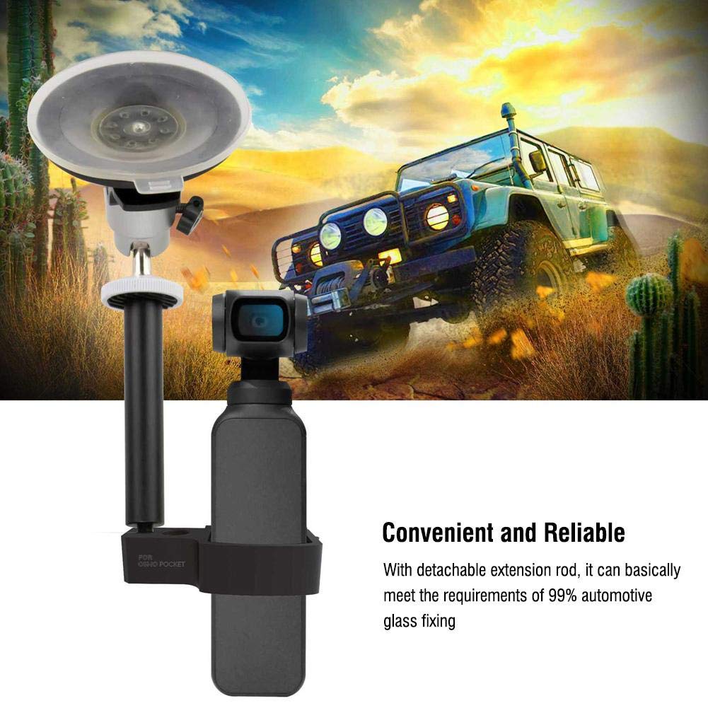 Camera Car Bracket - 3/8 & 1/4 Inch Universal Windshield Mount Stand with Suction Cup for DJI Osmo Pocket - Perfect for Vlogging, Road Trips & Hands-Free Filming