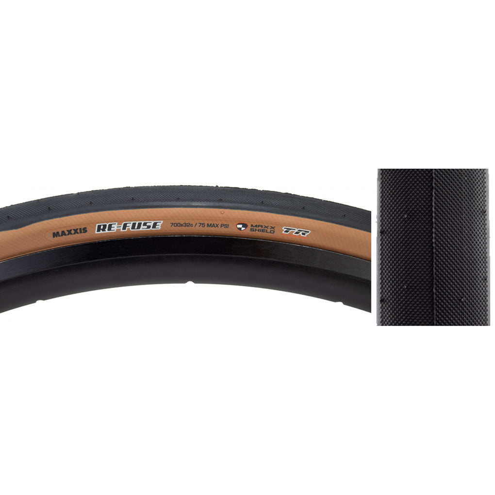 Maxxis ReFuse 700x32 Tubeless Folding Bike Tire with Dual MaxxShield Technology - Puncture Resistant Road Cycling Tires for Commuting, Training & Long Distance Rides