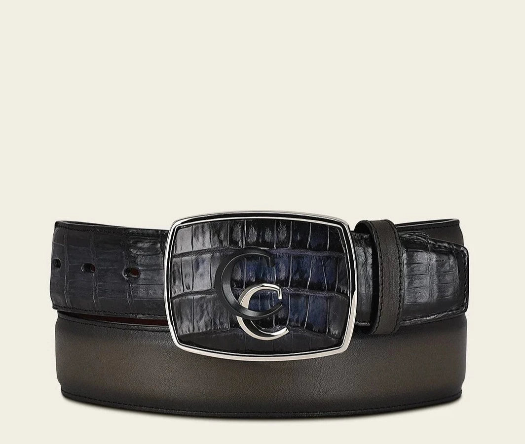 CV496FL Genuine Caiman Leather Belt for Men - Western Style Fashion Accessory in Cuadra Blue - Perfect for Cowboy Boots, Jeans & Western Outfits