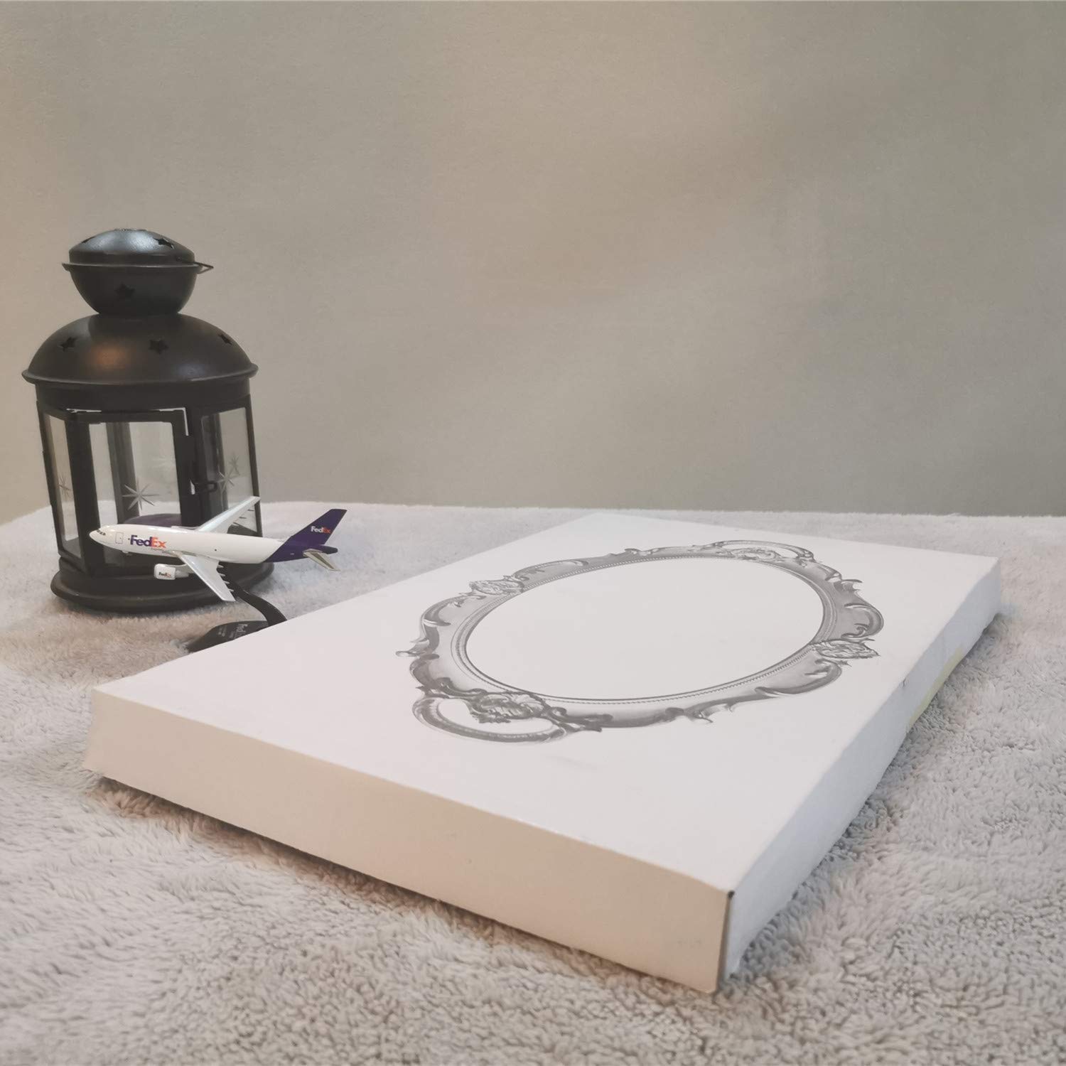 Elegant Silver Ham Oval Floral Wall Mirror Tray - 9.5