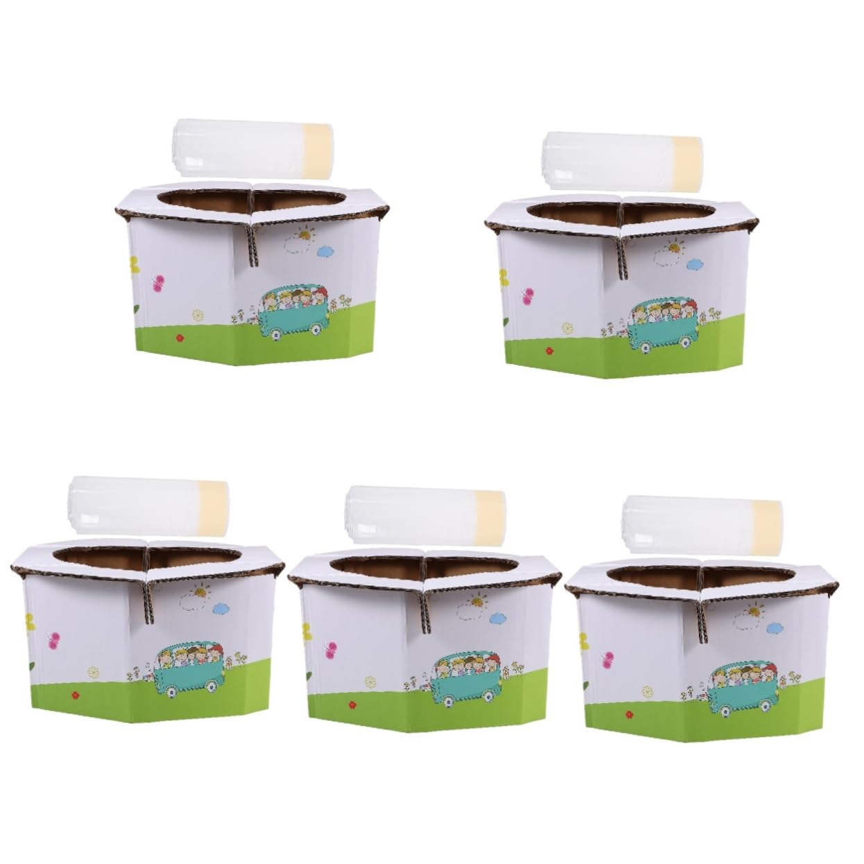 5-Piece Portable Folding Toilet Seat Commode - Lightweight White Plastic Travel Potty for Camping, Hiking & Emergency Use