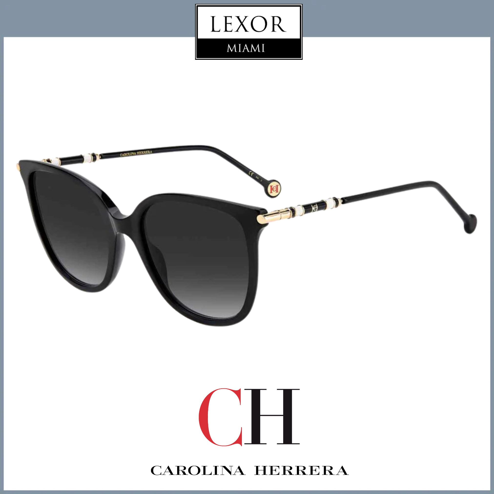 Carolina Herrera CH 0023/S 0807 90 BLACK Women's Sunglasses - UV Protection & Stylish Design for Outdoor Activities, Driving & Fashion