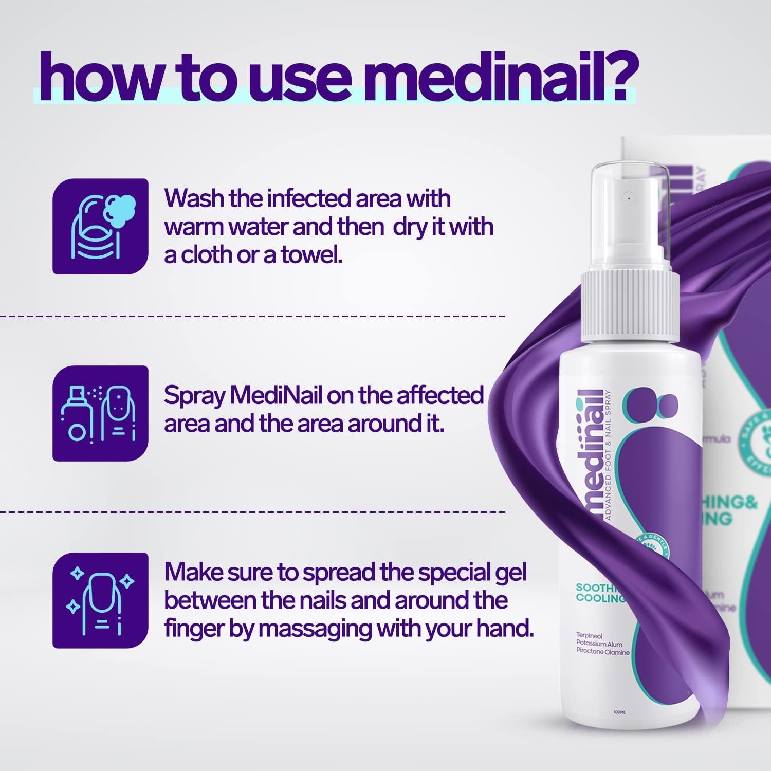 Medinail Advanced Nail Treatment Spray - Toenail & Hand Nail Repair, Strengthener for Fungus & Brittle Nails (10.14 Fl Oz, Pack of 3) - Ideal for Athletes, Pedicures & Daily Foot Care