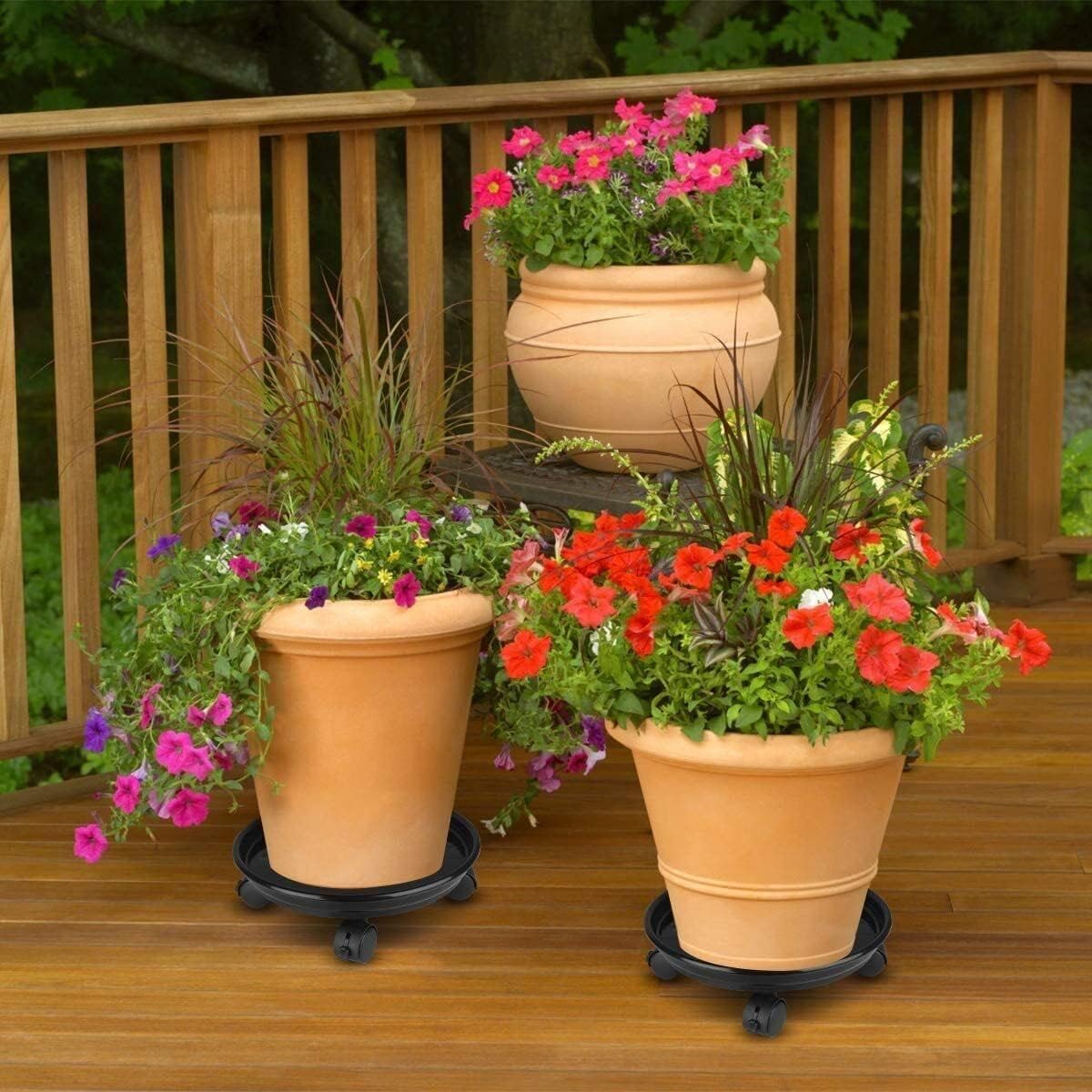 Heavy-Duty 12 Inch Black Plant Caddy with Wheels - Rolling Plant Stand with 360° Swivel Casters for Indoor & Outdoor Use - Perfect for Moving Large Potted Plants, Flowers, and Garden Decor