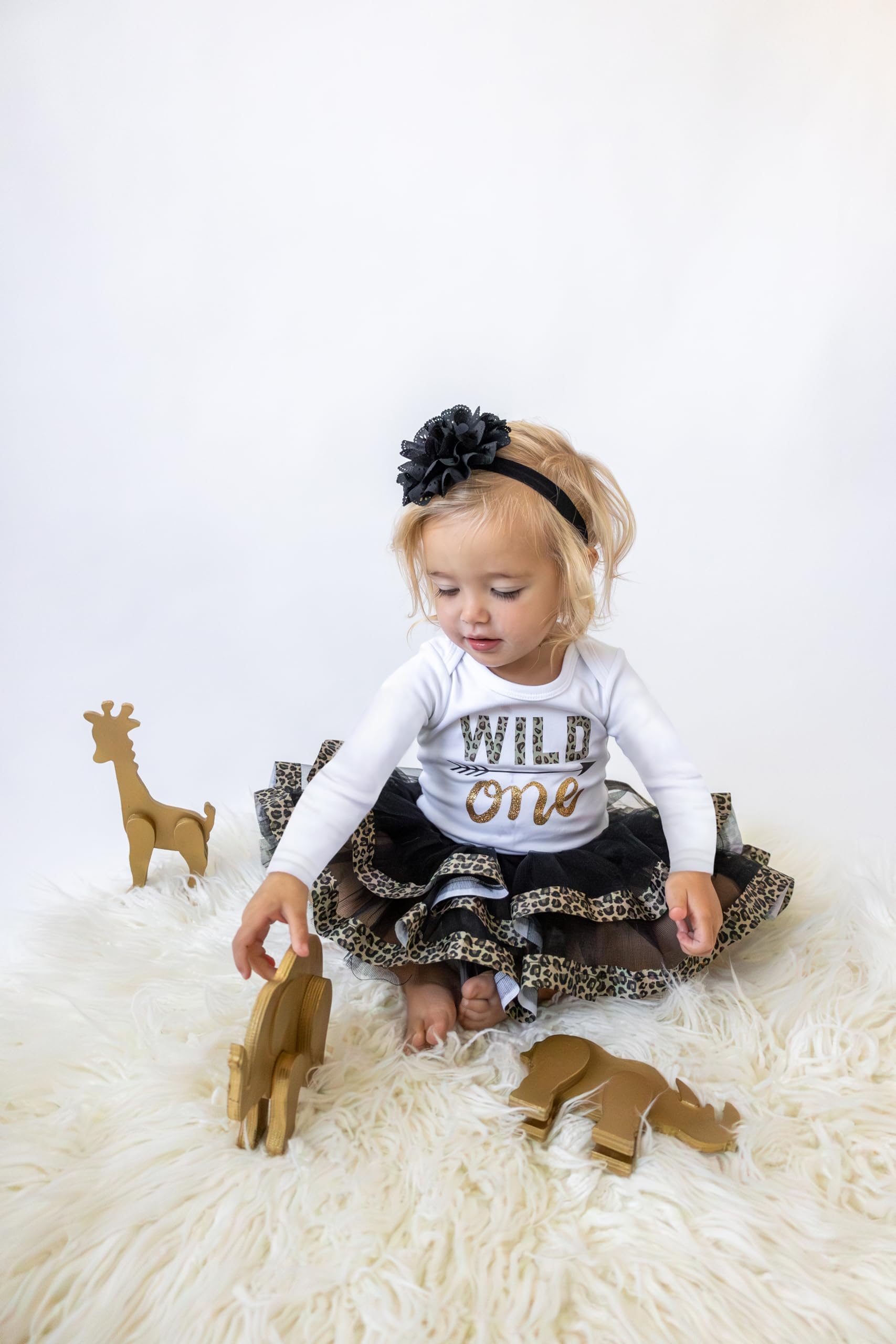Luke and Lulu Wild One 1st Birthday Outfit for Girls - Leopard Print & Pink Gold Tutu Dress | Perfect for Jungle Theme Parties, Photoshoots & First Birthday Celebrations