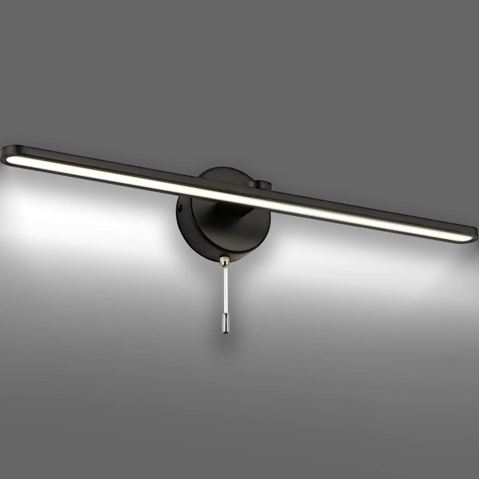 Modern Black 24 Inch LED Vanity Light Bar - Bathroom Mirror Lighting Fixture with 5000K Daylight & Pull Chain Switch - Perfect for Bathroom Vanity, Dressing Room & Makeup Area Wall Sconces