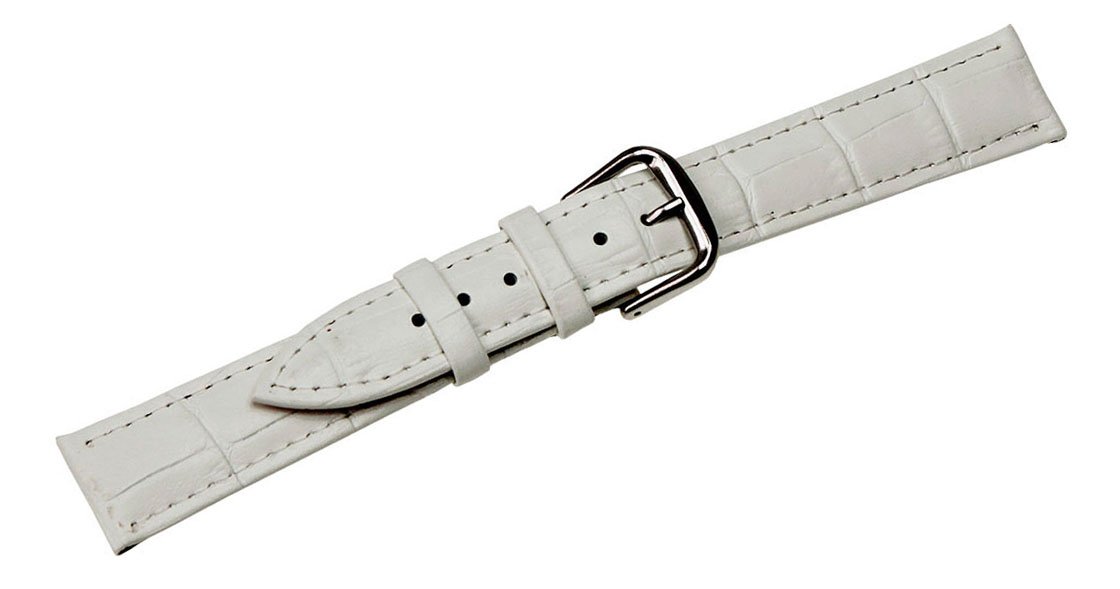Leather Watch Band Strap - Black, Brown, Blue, White, Red for Casual & Formal Wear