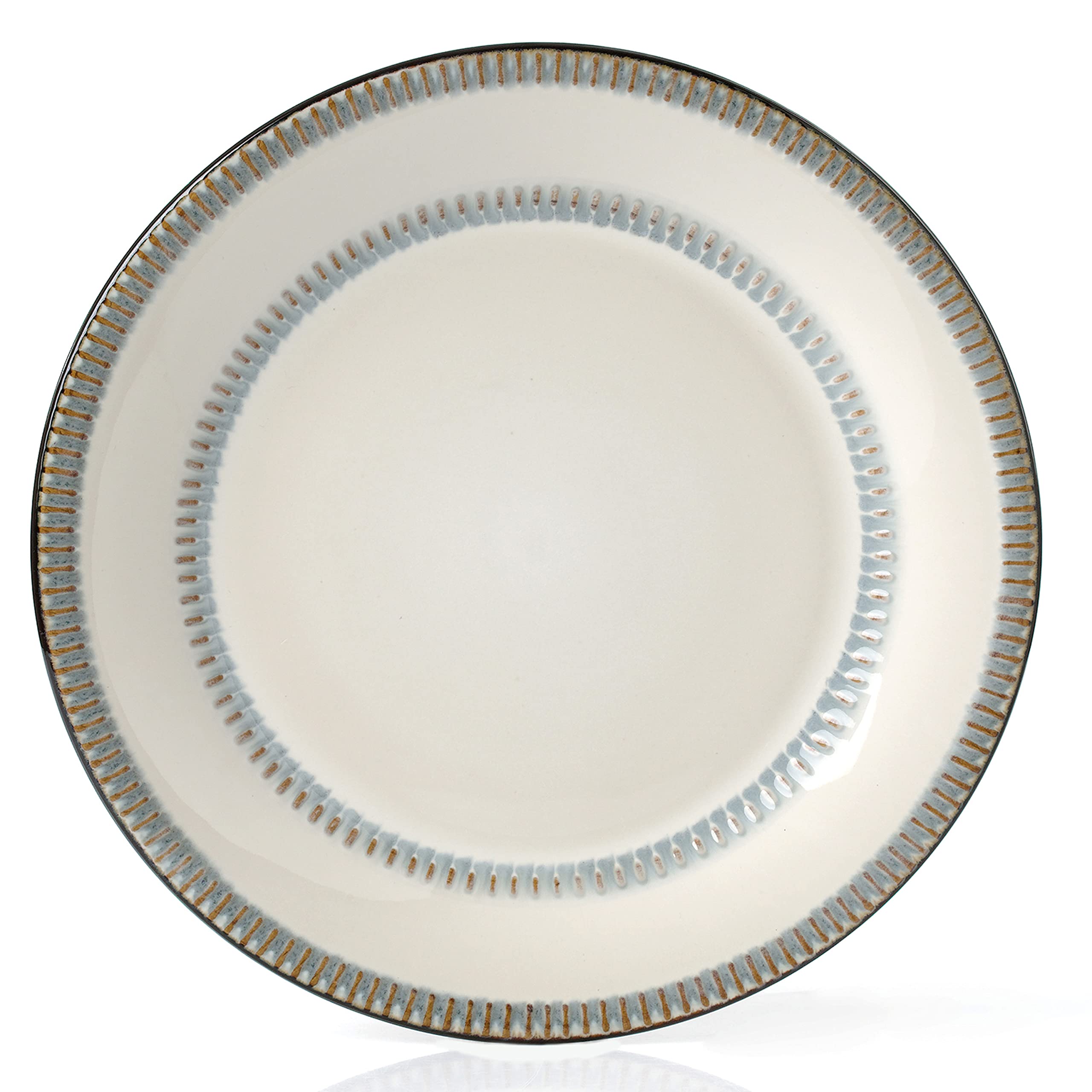 Elegant Modern Stoneware Scroll Dinnerware Set - 16 Piece Contrast Design for Dinner Parties, Weddings & Special Events - Perfect for Hosting, Entertaining & Formal Dining