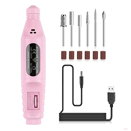 Professional Portable Electric Nail Drill Kit - Rechargeable Manicure & Pedicure Machine with 6 Attachments for Acrylic Nails, Gel Polish Filing & Nail Art - Perfect for Home Salon & Nail Technicians