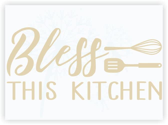 Bless This Kitchen Vinyl Wall Decal - Inspirational Matte Vinyl Quote Sticker for Home Decor - 23”x11