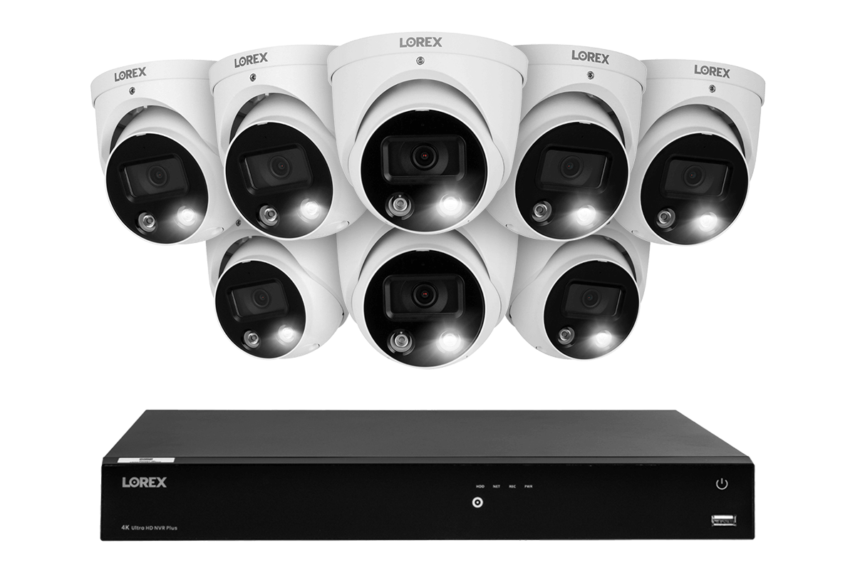 Lorex Fusion 4K 16 Channel 3TB Wired NVR Security System with Smart Deterrence Dome Cameras - Home & Business Surveillance for Indoor/Outdoor Protection