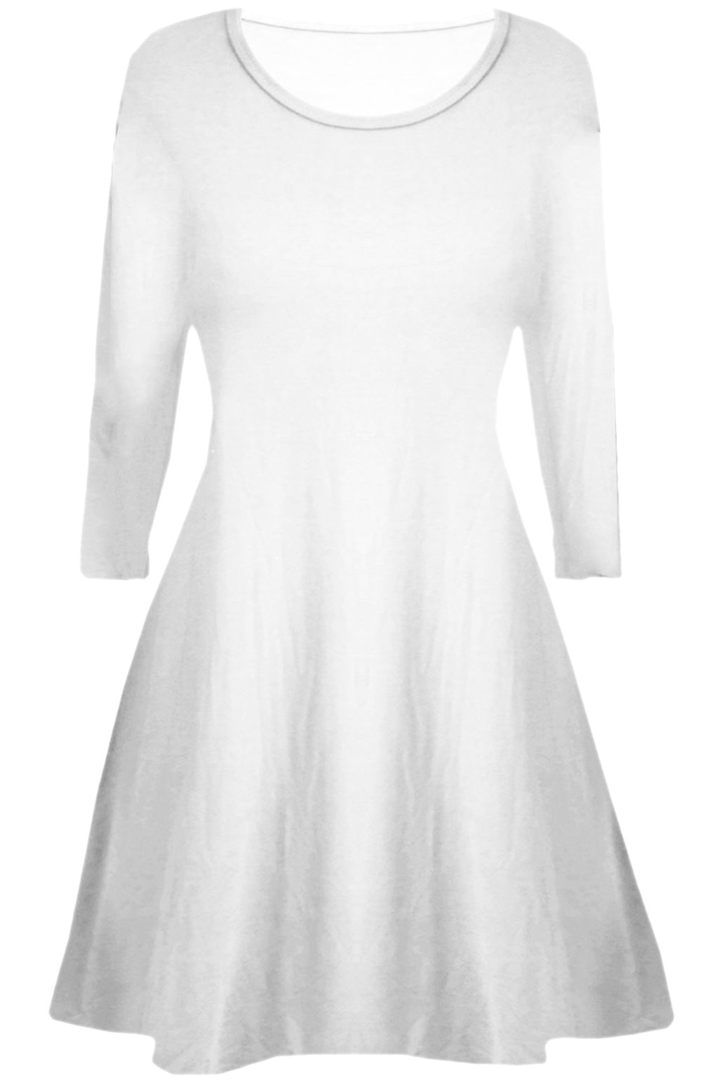 Stretchy Long Sleeve A-Line Skater Swing Dress for Girls Age 7-8 | Plain White Kids Party Dress | Perfect for Birthday Parties, School Events & Holiday Outfits