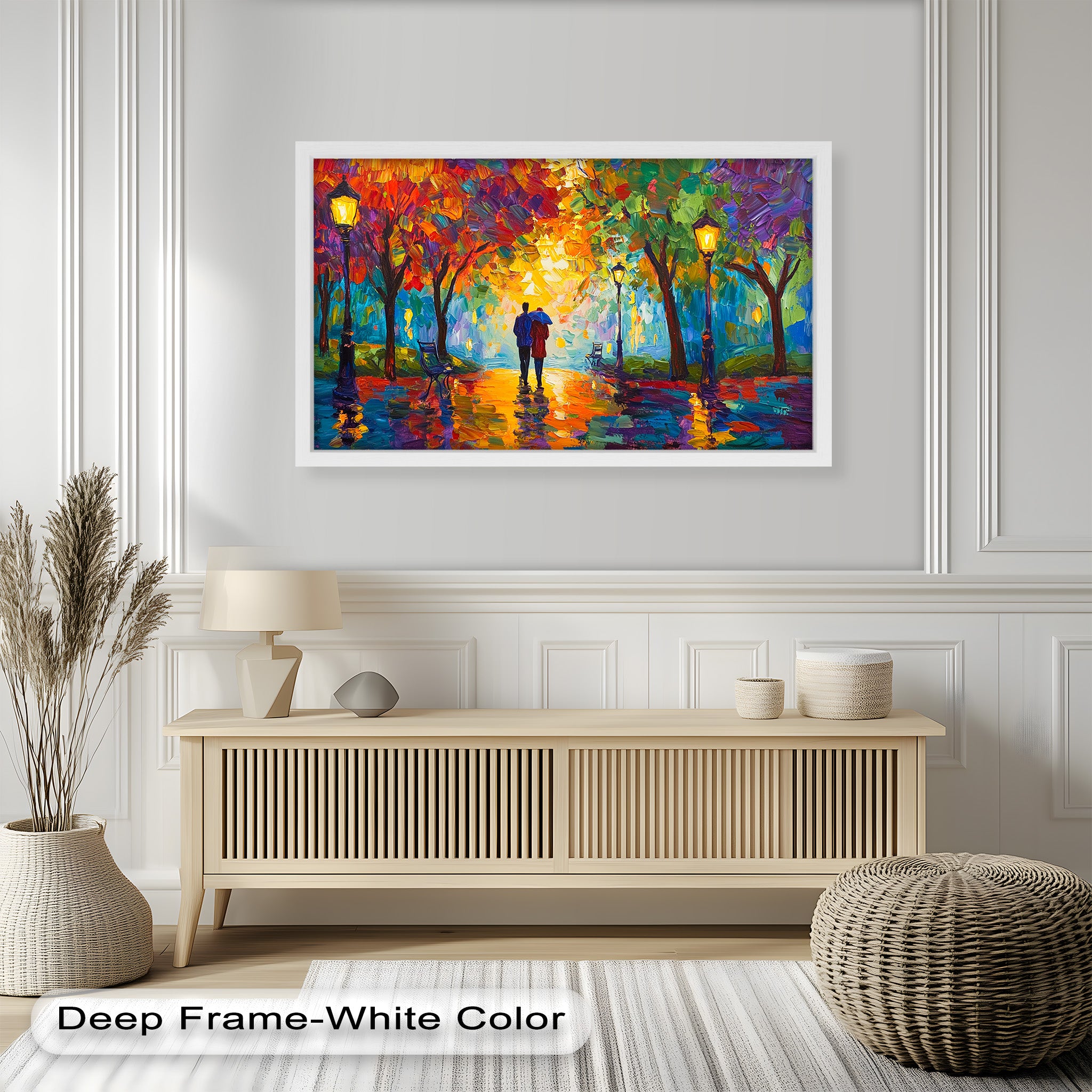 Autumn Radiance - Romantic Couple Under Colorful Canopy Oil Painting for Home Decor | Perfect for Living Room, Bedroom & Wedding Gift