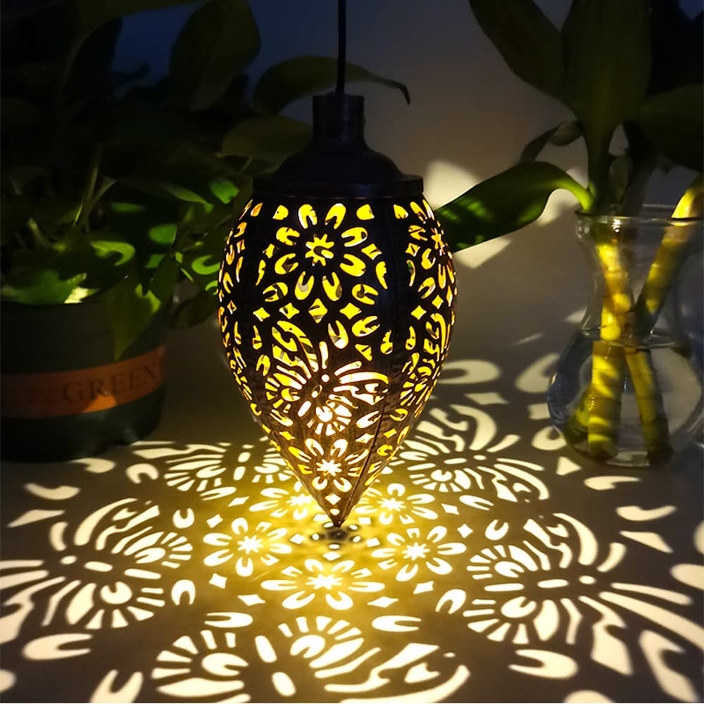 2 Pack Solar Lantern Outdoor Garden Lights - Waterproof Hanging Solar Powered Decorative Lighting for Patio, Lawn, Pathway, Terrace - Perfect for Backyard, Camping & Evening Ambience