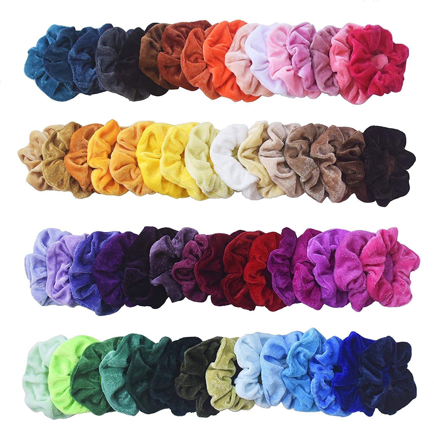 Shidara Velvet Scrunchies for Women & Girls - 24 Pack Soft Elastic Hair Ties, No-Slip Hair Bands for Ponytails & Buns - Perfect for Workouts, Office & Everyday Styling