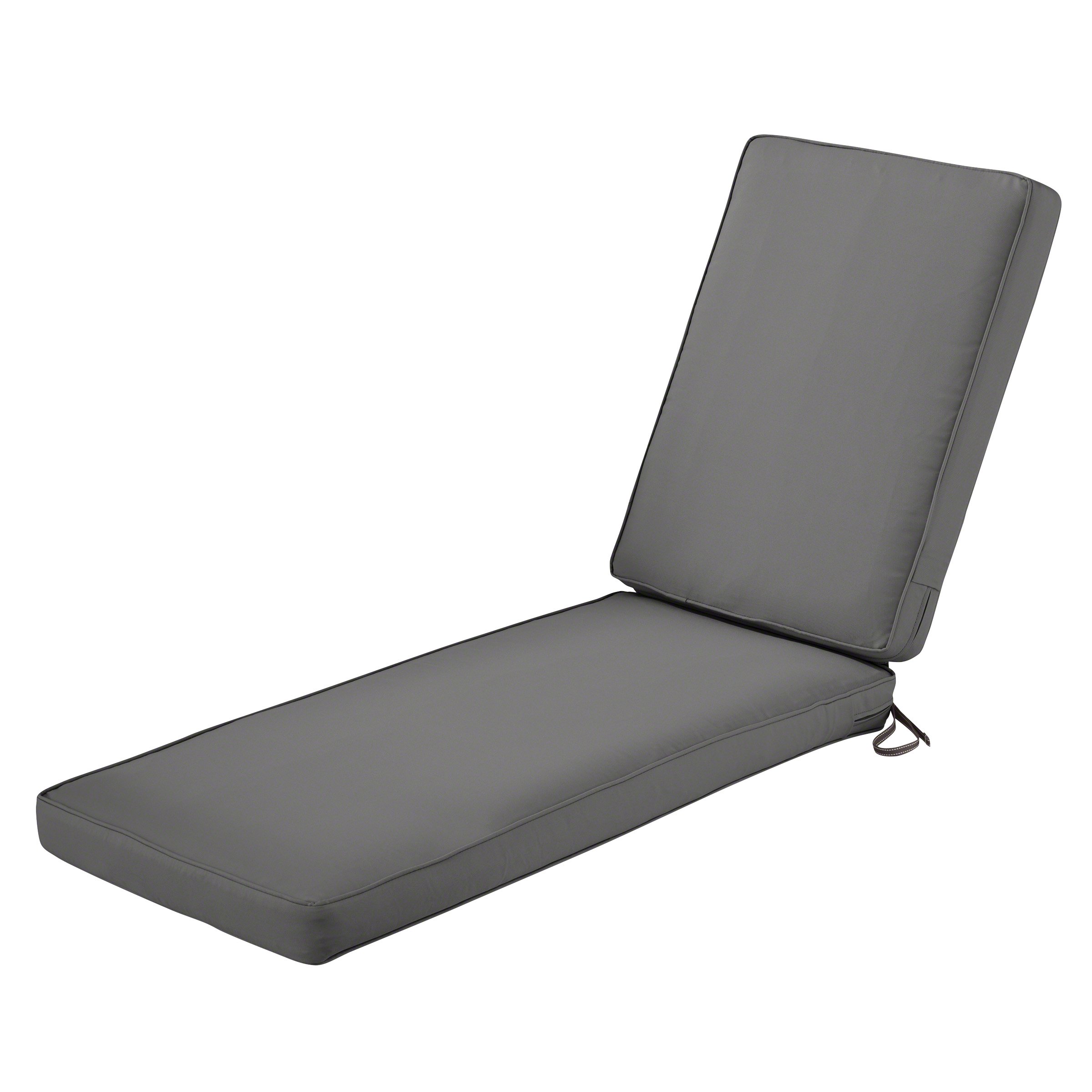 Classic Accessories Montlake 80x26 Outdoor Chaise Lounge Cushion - FadeSafe, Water-Repellent, Light Charcoal - Perfect for Patio, Poolside, and Garden Relaxation