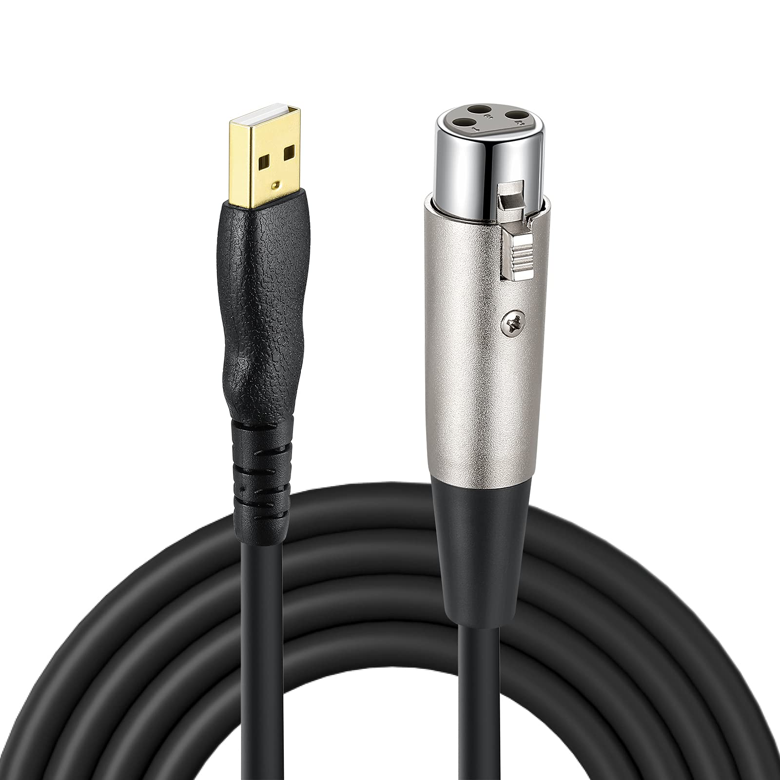 EBXYA XLR to USB Cable 10ft - Professional USB Microphone Cable with 3-Pin XLR Female & USB to Type-C Adapter - Perfect for Audio Recording, Karaoke, Live Streaming, Podcasting, and Studio Use