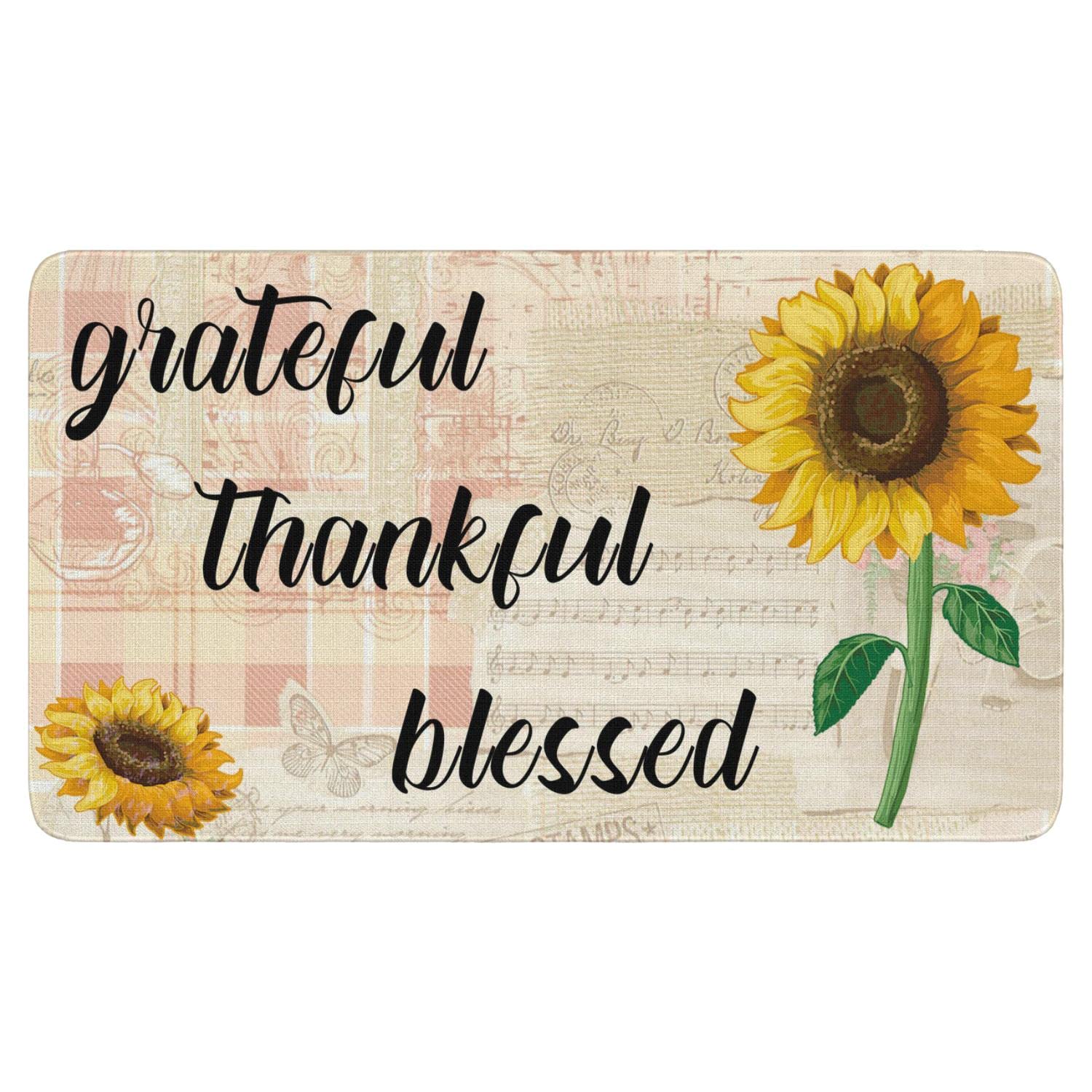Vintage Sunflower Welcome Doormat - Non-Slip Indoor/Outdoor Entry Mat (17