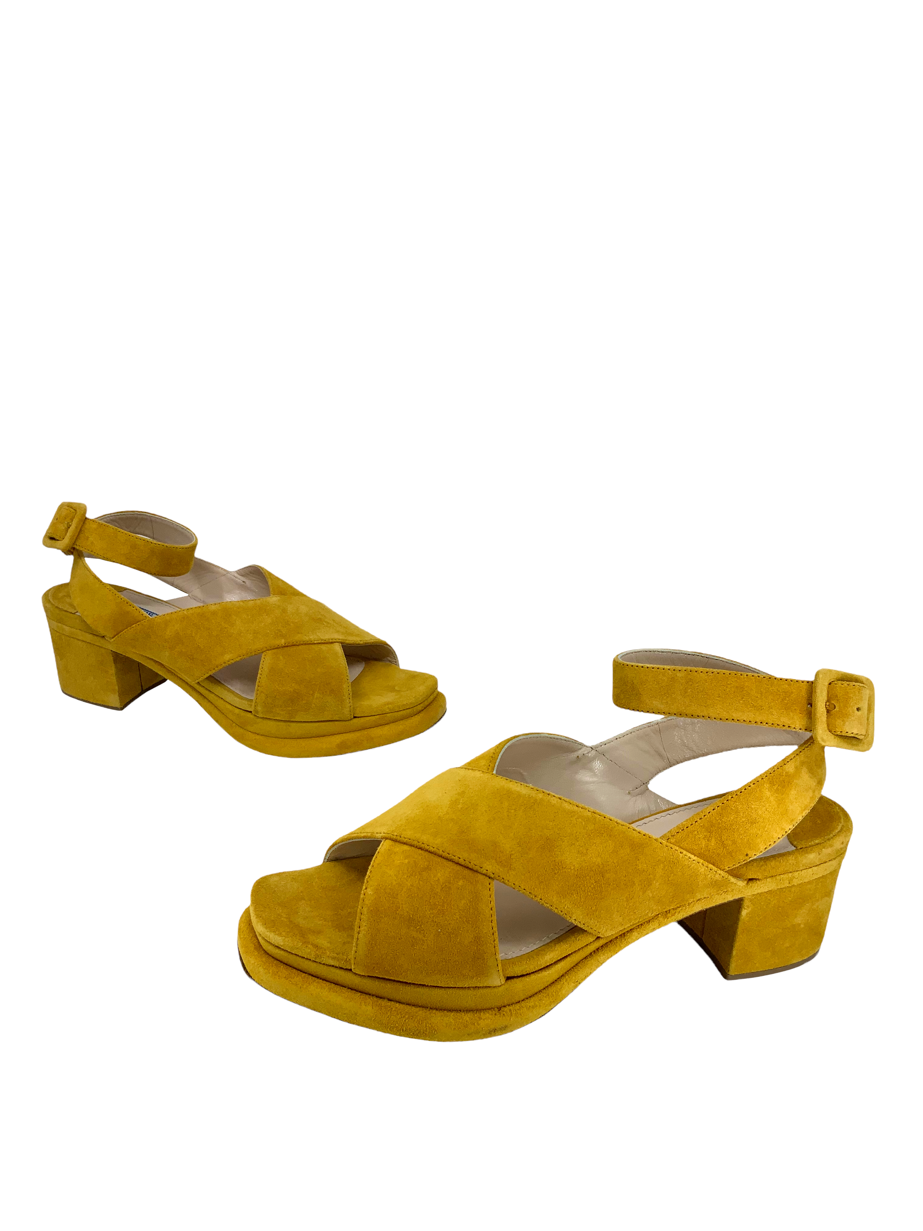 Prada Suede Strappy Platform Sandals Women's Size 7.5 | Luxury Designer High Heel Sandals for Summer Outfits & Special Occasions