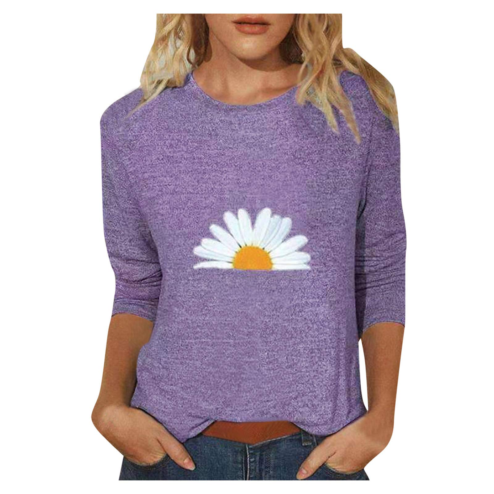 Trendy Women's Long Sleeve Crewneck Sweatshirts - Loose Casual Tunic Tops for Leggings | Comfortable Fall & Winter Layering Piece for Everyday Wear, Work & Lounge