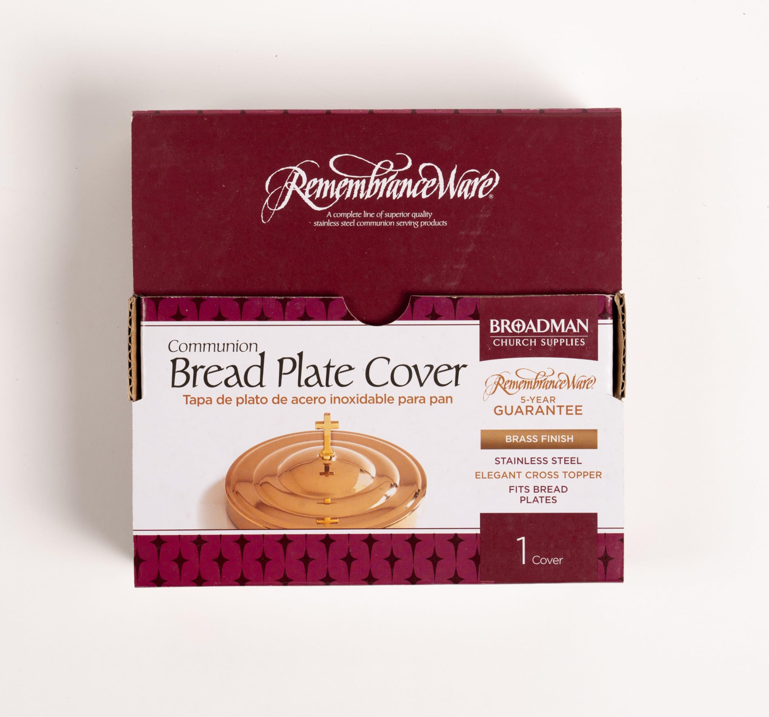 Broadman Church Supplies Brass RemembranceWare Communion Bread Plate Cover - Perfect for Holy Communion, Church Services & Religious Ceremonies