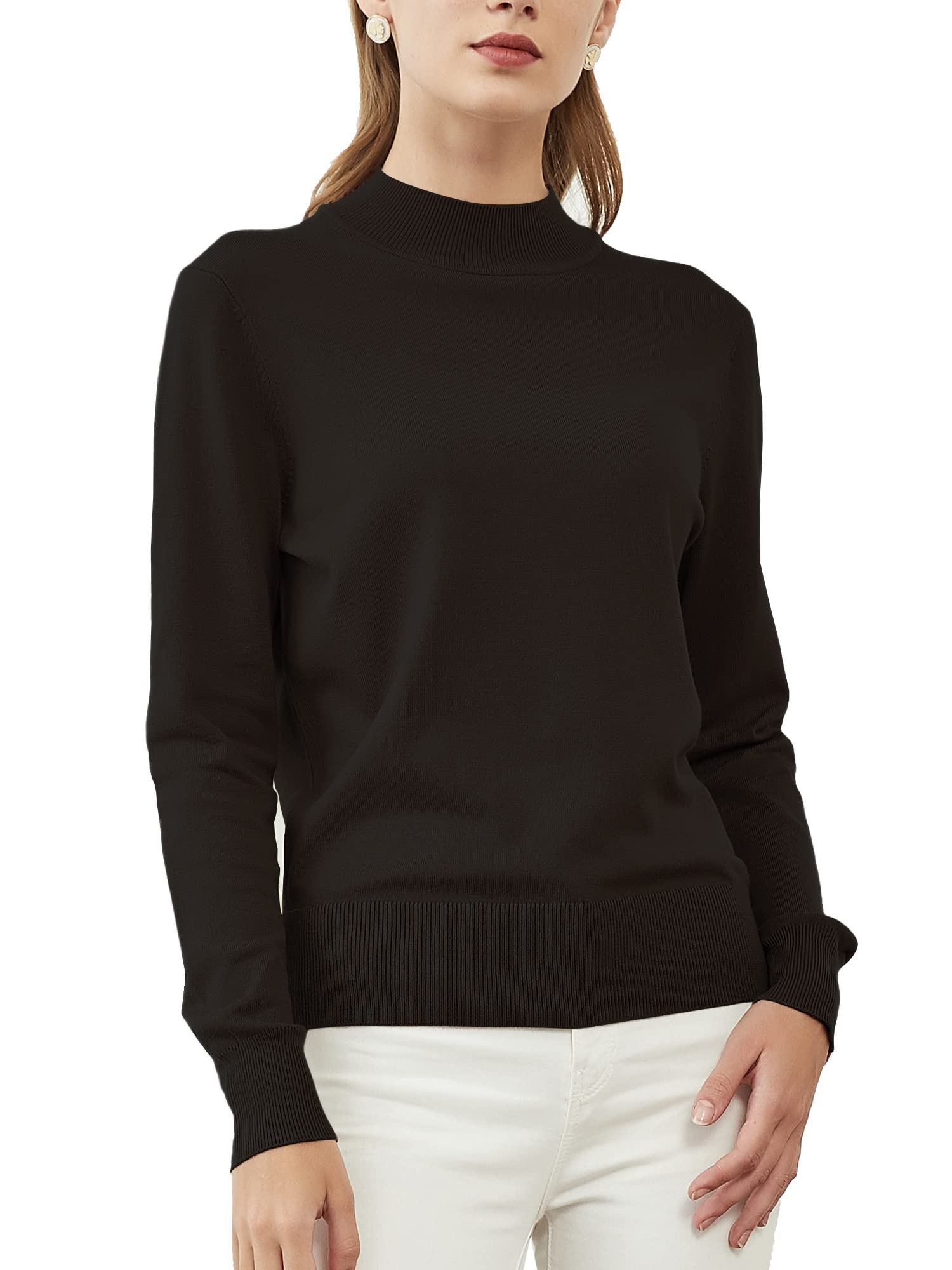 Woolicity Women's Mock Neck Sweater - Long Sleeve Knit Pullover Top, Casual Lightweight Jumper, Loose Fit Sweater for Fall & Winter | Office Wear, Date Night, Weekend Outfits