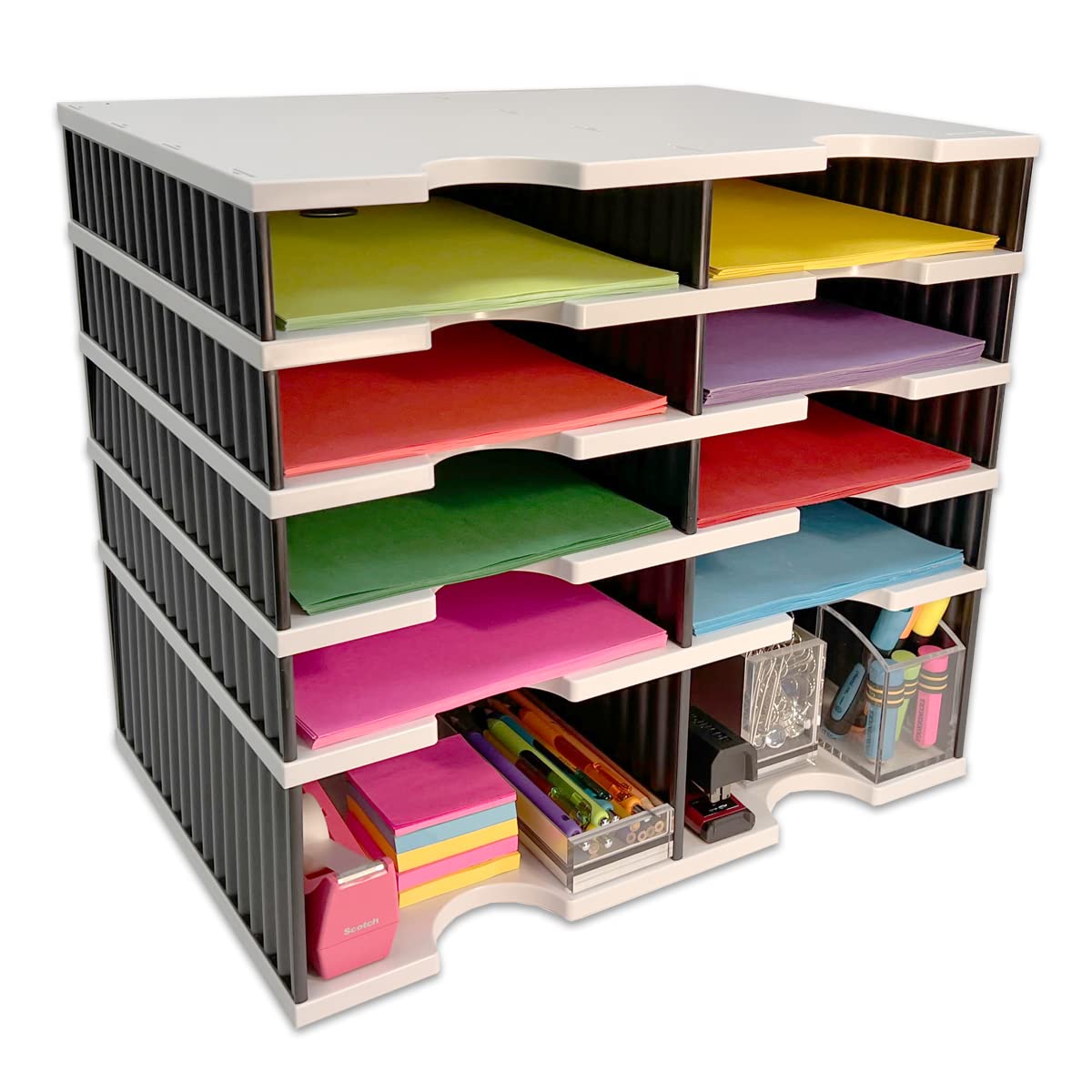8-Tier Desktop Organizer with Letter Tray Sorter & Storage Riser - Easy Access Office Desk Organizer for Files, Documents & Supplies | Perfect for Home Office, Workstation & School Desk Organization