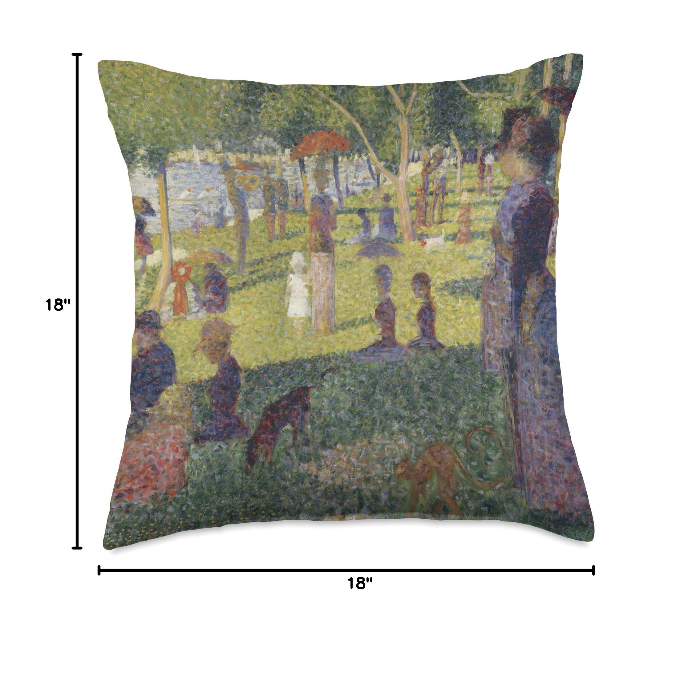 Georges Seurat 'A Sunday Afternoon on the Island of La Grande Jatte' Inspired Throw Pillow Cover - Pointillism Art Home Decor for Living Room, Bedroom & Office