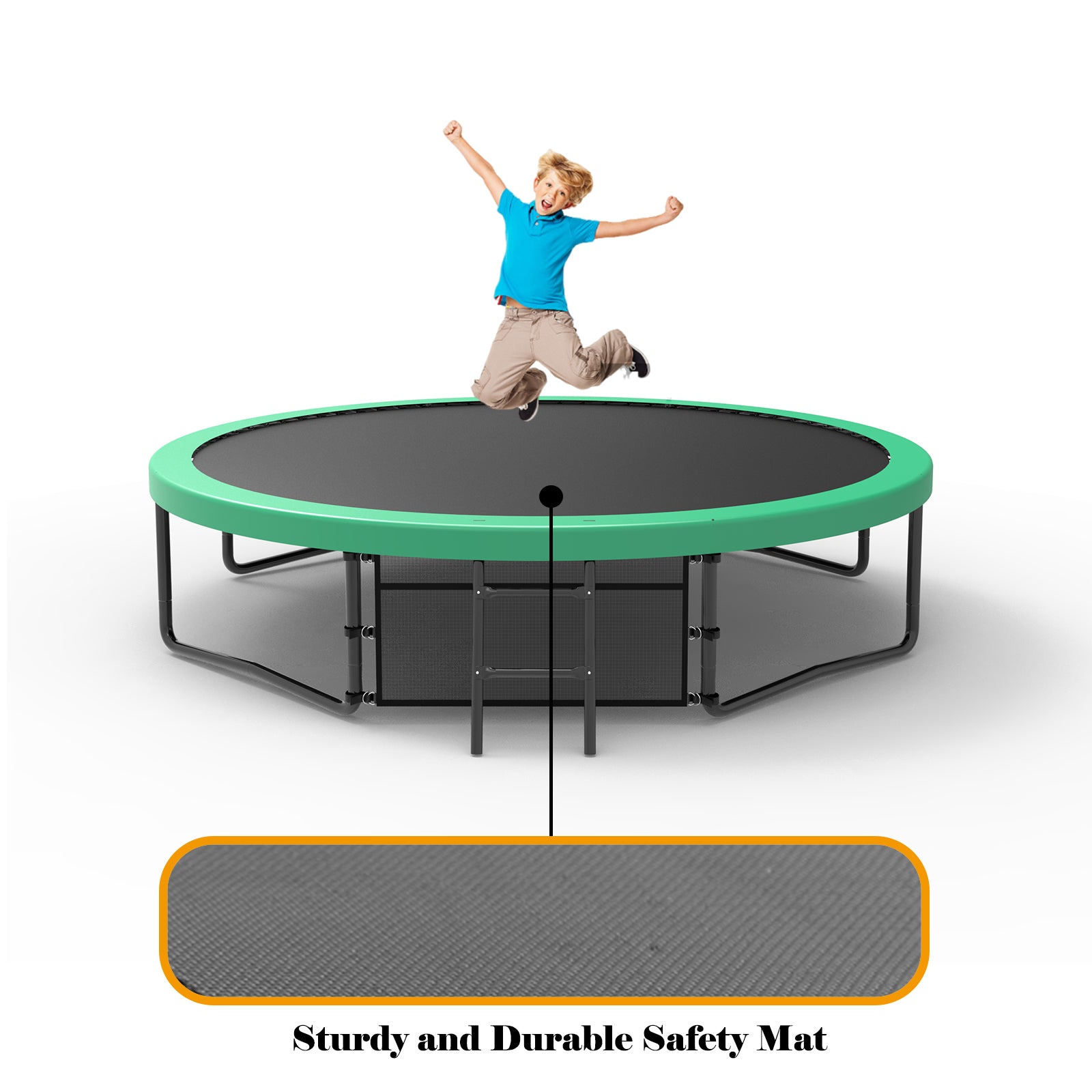 12FT Kids Trampoline with Safety Enclosure Net & Ladder - Outdoor Bounce Trampoline for Backyard, Garden, Playground - Durable Jumping Mat for Children's Exercise & Family Fun