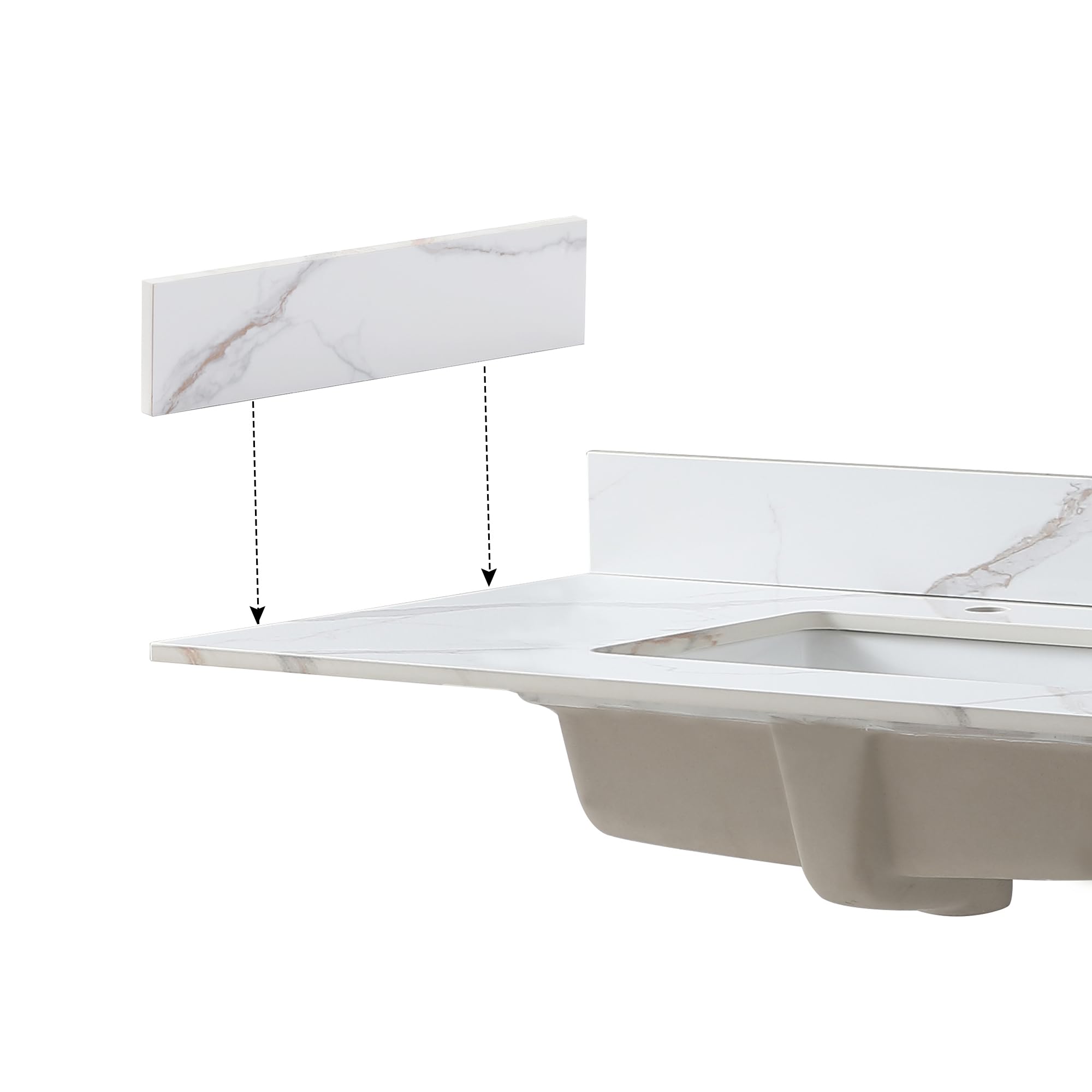 22 Inch Bathroom Vanity Top with Side Splash - Universal Size for Vanity Top & Sink - Fits Carrara Gold Bathroom Vanity - Perfect for Modern Bathroom Renovation & Home Upgrade