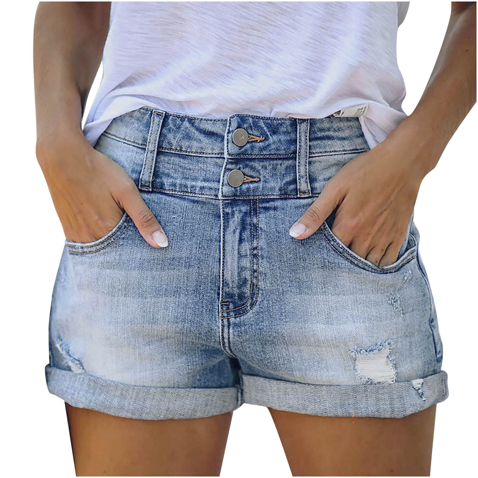 Trendy Women's Ripped Denim Graphic Shorts with Pockets - Slim Fit Winter & Fall Fashion 2022 - Perfect for Casual Outings, Streetwear, and Night Out Looks