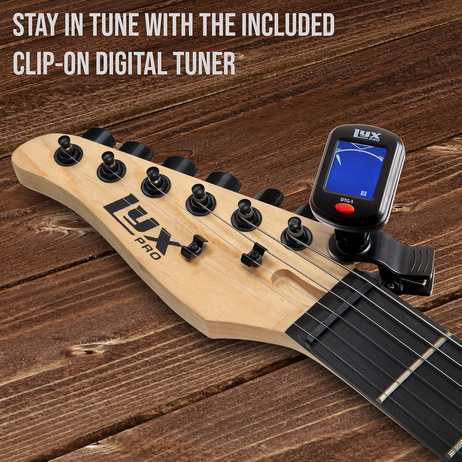 LyxPro Left Handed 39-Inch Full Size Electric Guitar Starter Kit for Beginners - Includes Amp, 6 Strings, 2 Picks, Shoulder Strap, Digital Clip-On Tuner, Cable & Soft Case (Black) - Perfect for Home Practice, Studio Recording & Live Performances