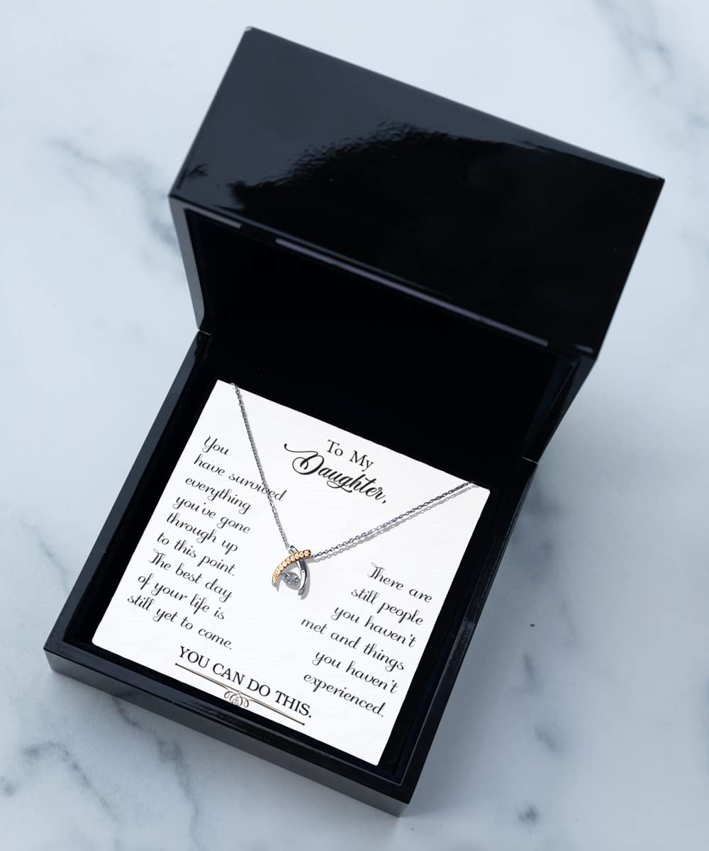 Zapbest Wishbone Dancing Necklace for Daughter - Elegant Birthday & Graduation Gift from Dad or Mom - Perfect for Special Occasions & Everyday Wear