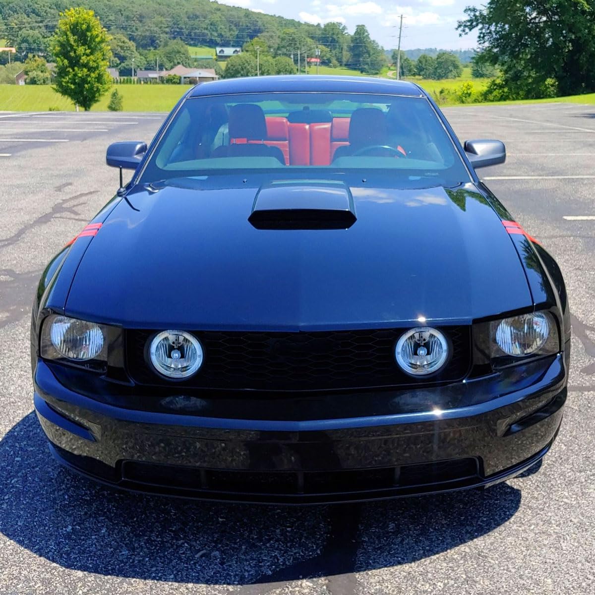 Ford Mustang GT 2005-2009 Clear Lens Halo Fog Lights Kit - Pair of LED Driving Bumper Lamps (Left & Right) for Enhanced Visibility in Rain & Night Driving