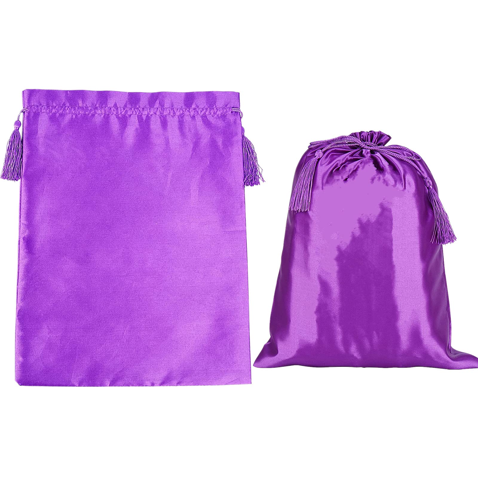 10 Pack Purple Satin Wig Bags with Drawstring & Tassels - Silk Hair Storage Bags for Wigs, Hair Extensions & Bundles - Travel Organizer for Salon, Cosplay & Protective Hairstyles