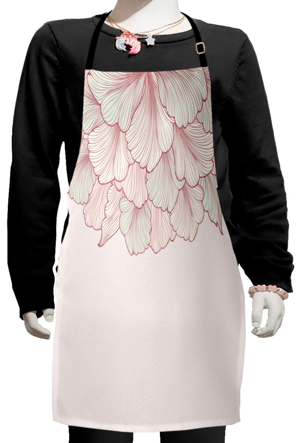Ambesonne Floral Apron - Pastel Bridal Flower Carnation Print Adjustable Ties Baking Painting Apron for Women, Small Size Rose Dried Rose Design - Perfect for Cooking, Baking, Painting & Gardening