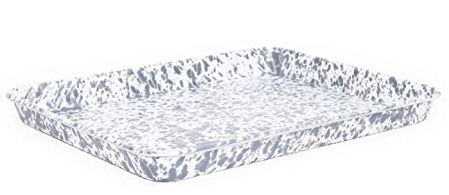 Crow Canyon Enamelware Jelly Roll Pan - Rectangular Baking Tray with Gray Marble Design | Perfect for Baking, Serving & Holiday Entertaining