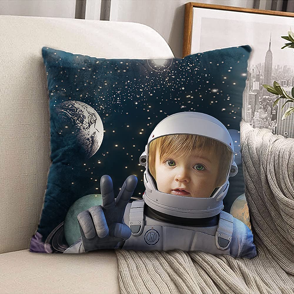 VEELU Custom Astronaut Throw Pillows - Funny Space Astronaut Pillow Covers with Inserts for Kids Room Decor - Perfect for Bed, Sofa, Chair & Seat Decoration - Great Gift for Boys & Girls Who Love Space Exploration