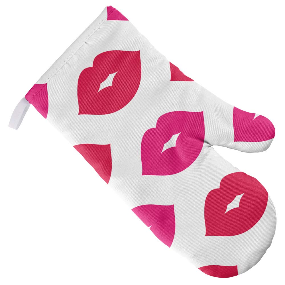 Heat Resistant Kisses Lips Pattern Oven Mitt - Perfect for Indoor Cooking, Outdoor BBQ & Kitchen Use - Cute & Functional Kitchen Accessory for Baking, Grilling & Serving