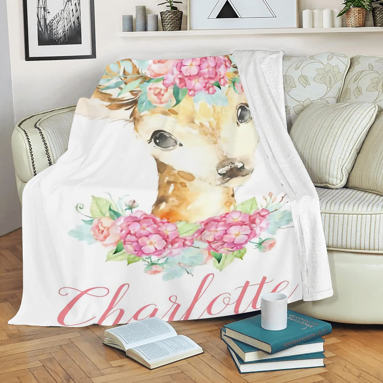 Personalized Baby Blanket with Name & Animals - Custom Soft Blanket for Newborn Boys & Girls - Neutral Nursery Decor Gift - Perfect for Cuddling, Swaddling & Nursery Styling