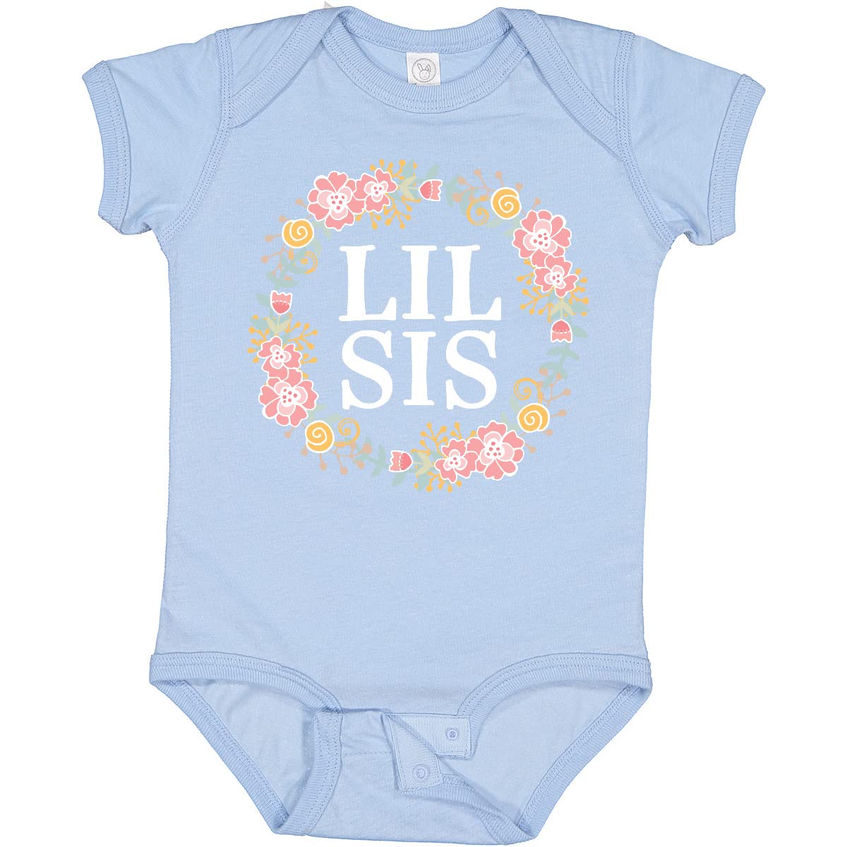 Inktastic Lil Sis Rose Floral Wreath Sister Baby Bodysuit - Cute Matching Outfits for Sisters, Baby Shower Gift, Family Photo Outfit, Newborn Baby Clothes