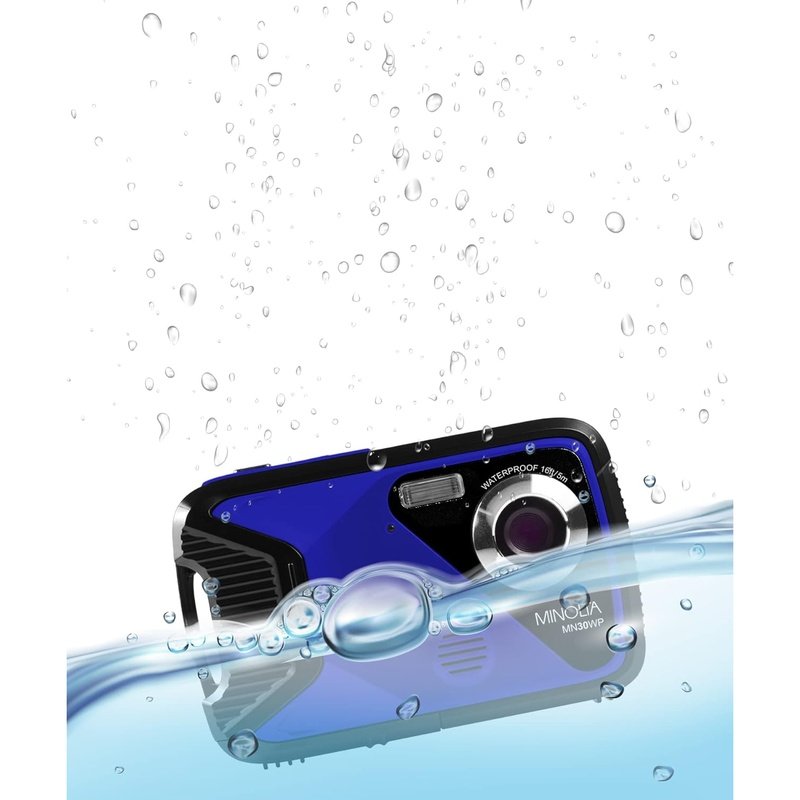 Minolta MN30WP 21MP 1080P HD Waterproof Digital Camera - Blue | Underwater Photography, Snorkeling, Beach & Outdoor Adventures