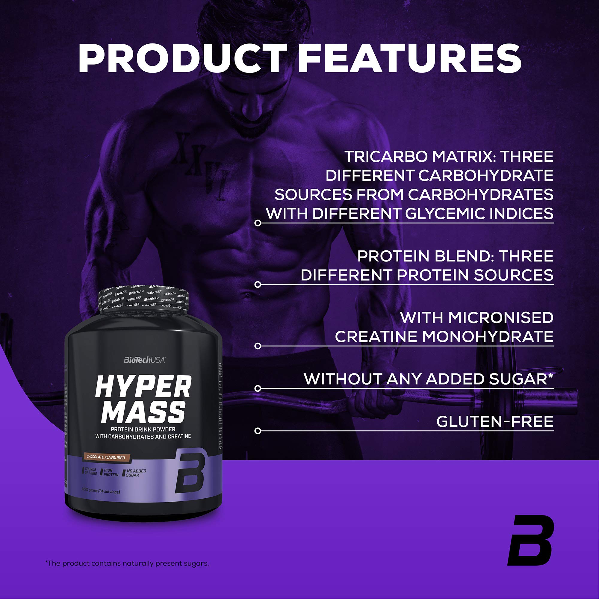 BioTechUSA Hyper Mass Gainer Protein Powder - Vanilla Flavor 5lb (2270g) for Muscle Growth & Weight Gain - Post Workout Recovery Shake for Bodybuilding & Fitness