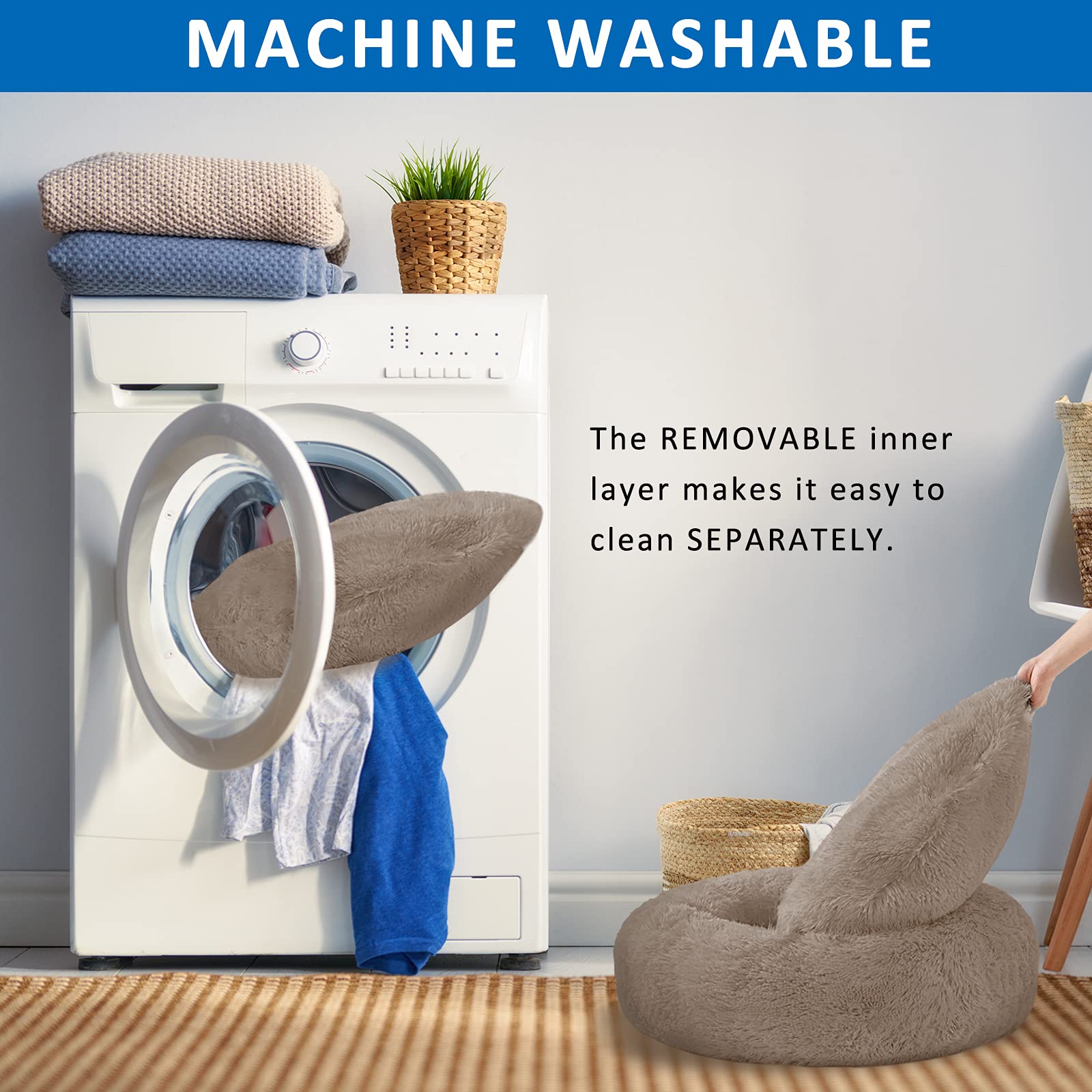 Washable Round Donut Dog Bed for Large Dogs - Soft & Comfy Calming Cuddler Pet Bed - Perfect for Anxiety Relief, Crate Training & Cozy Napping at Home