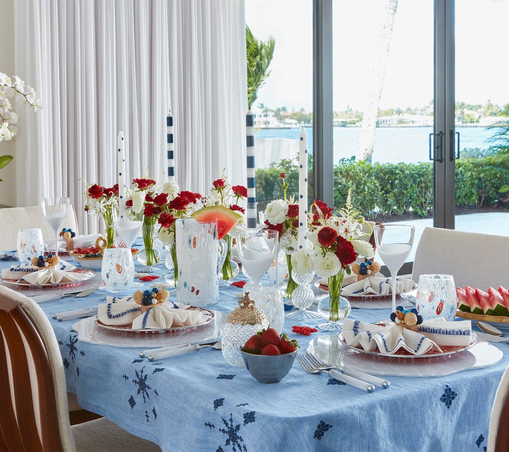 Premium Fez Tablecloth in Periwinkle & Navy - Elegant Moroccan-Inspired Table Cover for Dining, Parties, and Home Decor
