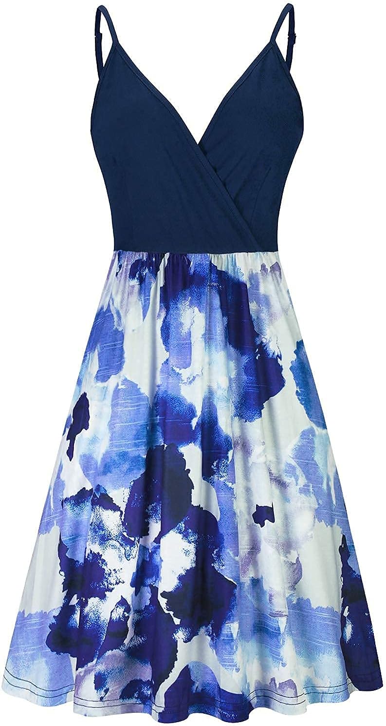 Elegant V-Neck Spaghetti Strap Casual Dress with Pockets - Perfect for Summer Outings, Beach Vacations & Date Nights