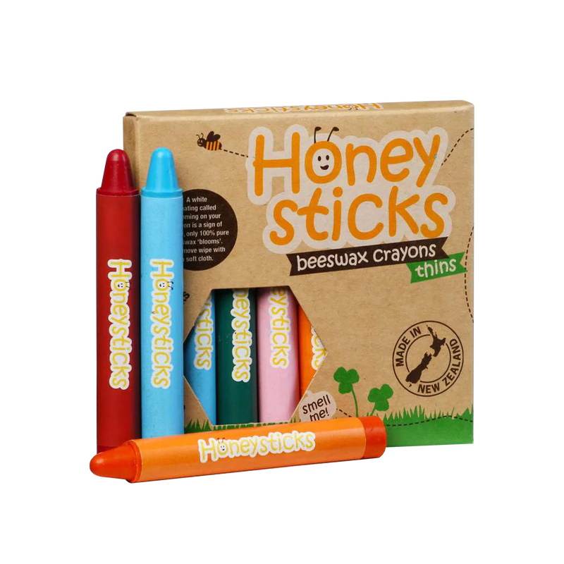 Honeysticks Thins Natural Beeswax Crayons - Non-Toxic, Eco-Friendly Art Supplies for Kids - Perfect for Drawing, Coloring & Crafts at Home or School